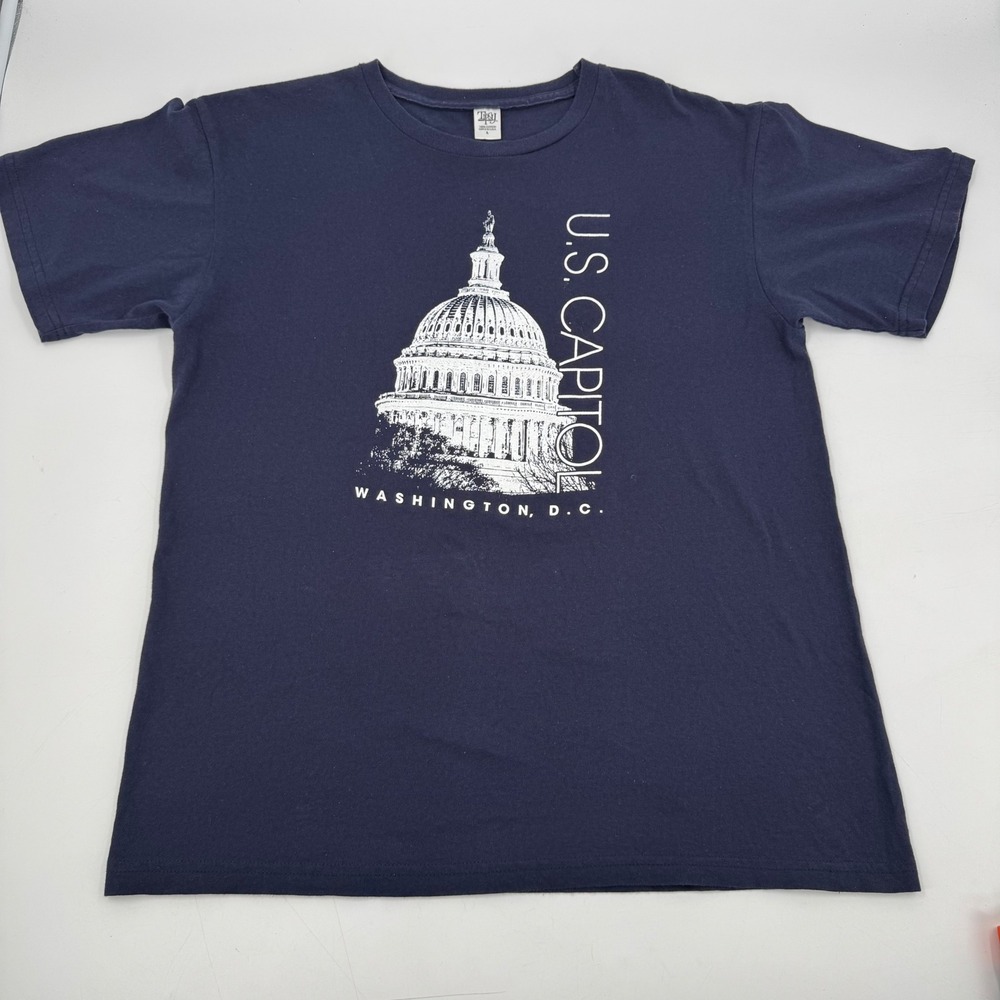 Tipsy Inc. U.S. Capitol Washington D.C. T-Shirt Navy Blue Graphic Print‎ Size L